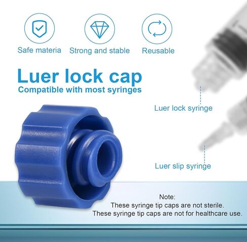 50pcs Syringe Tip Caps, Leak-Proof Dispensing Needle Tips Caps for Feeding Connector Tubes Lab Use Supplies Compatible with Luer Lock/Slip Specifications (Blue) in Saudi Arabia