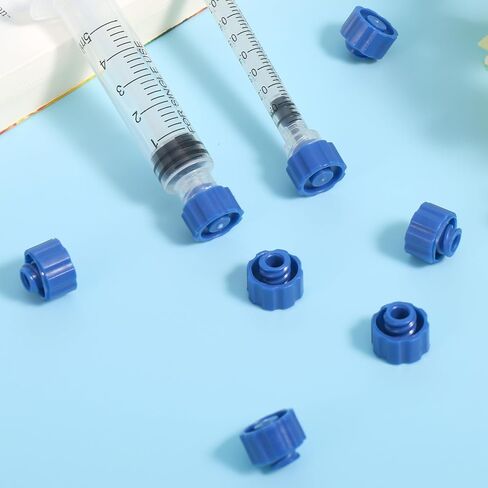 50pcs Syringe Tip Caps, Leak-Proof Dispensing Needle Tips Caps for Feeding Connector Tubes Lab Use Supplies Compatible with Luer Lock/Slip Specifications (Blue) in Saudi Arabia