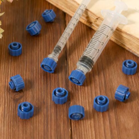 50pcs Syringe Tip Caps, Leak-Proof Dispensing Needle Tips Caps for Feeding Connector Tubes Lab Use Supplies Compatible with Luer Lock/Slip Specifications (Blue) in Saudi Arabia