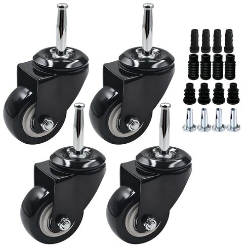 مجموعة عجلات عجلات جذعية 2 بوصة - مع 5/16 بوصة × 1-1/2 بوصة (8 × 38 مم) عجلات جذعية دوارة بمقبض عنق مع مقابس حديدية وبلاستيكية للأثاث، والخزانة، وسرير الأطفال، والدولي، والعربة in Kuwait
