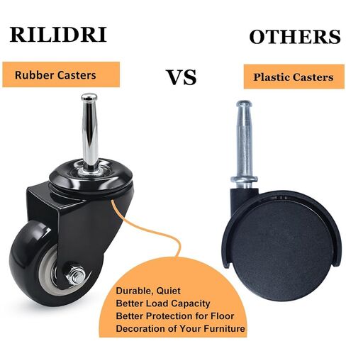 مجموعة عجلات عجلات جذعية 2 بوصة - مع 5/16 بوصة × 1-1/2 بوصة (8 × 38 مم) عجلات جذعية دوارة بمقبض عنق مع مقابس حديدية وبلاستيكية للأثاث، والخزانة، وسرير الأطفال، والدولي، والعربة in Kuwait