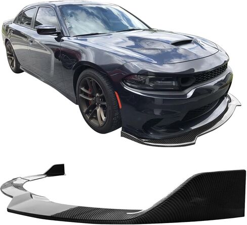 Ikon Motorsports ، Lip الأمامي المصد متوافق مع 2015-2023 Dodge Charger SRT ، V1 ABS Matte Black Front Protector 3PC ، 2016 2018 2018 in Kuwait