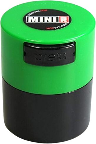 Minivac - 10g to 30 grams Airtight Multi-Use Vacuum Seal Portable Storage Container for Dry Goods, Food, and Herbs - Green Cap & Black Body in Saudi Arabia