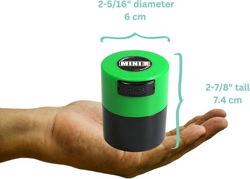 Minivac - 10g to 30 grams Airtight Multi-Use Vacuum Seal Portable Storage Container for Dry Goods, Food, and Herbs - Green Cap & Black Body in Saudi Arabia
