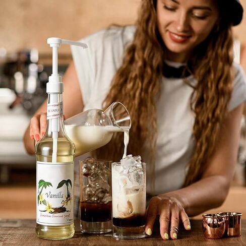 5 قطع من مضخات شراب القهوة البيضاء من جينجومي، مضخة شراب لزجاجة مونين الزجاجية سعة 750 مل، مضخة شراب القهوة البيضاء مع غطاء طرفي متضمن in Kuwait