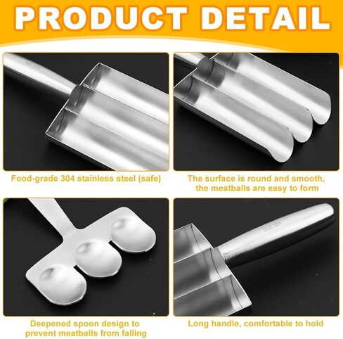 Stainless Steel Triple Ball Maker - Meatball, Shrimp & Vegetable Scoop - Kitchen Cooking Tool in Saudi Arabia
