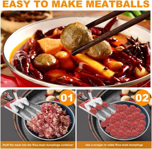 Stainless Steel Triple Ball Maker - Meatball, Shrimp & Vegetable Scoop - Kitchen Cooking Tool in Saudi Arabia