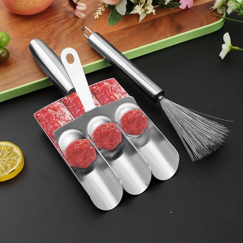Stainless Steel Triple Ball Maker - Meatball, Shrimp & Vegetable Scoop - Kitchen Cooking Tool in Saudi Arabia
