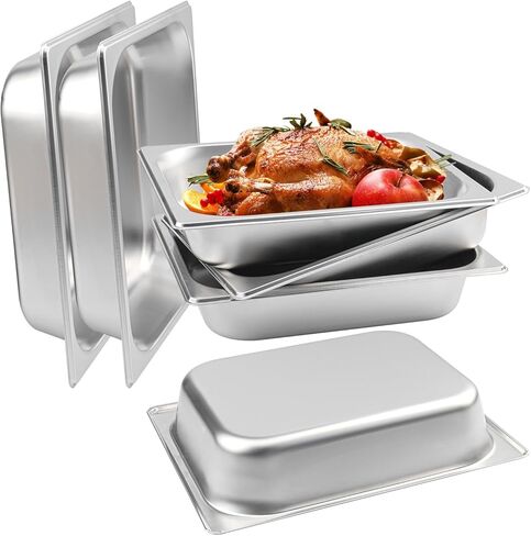 6 Pack 1/2 Size Steam Table Pan, Half Size Stainless Steel Hotel Pans, 2.5 Inch Deep Steam Pans for Weddings, Parties, Restaurants, Cafeterias and Hotels in Saudi Arabia