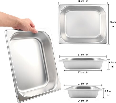 6 Pack 1/2 Size Steam Table Pan, Half Size Stainless Steel Hotel Pans, 2.5 Inch Deep Steam Pans for Weddings, Parties, Restaurants, Cafeterias and Hotels in Saudi Arabia