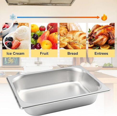 6 Pack 1/2 Size Steam Table Pan, Half Size Stainless Steel Hotel Pans, 2.5 Inch Deep Steam Pans for Weddings, Parties, Restaurants, Cafeterias and Hotels in Saudi Arabia