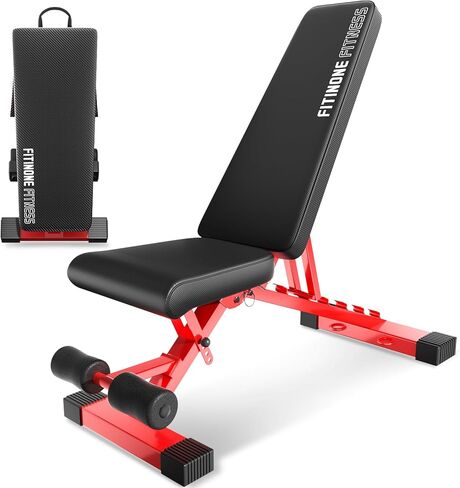 مقعد وزن قابل للتعديل من FitinOne، مقعد تمرين قابل للطي بوزن 800 رطل للجيم المنزلي، جهاز ضغط مسطح منحدر مع طي سريع وتعديل سريع in Kuwait