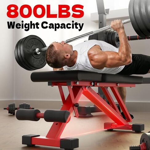 مقعد وزن قابل للتعديل من FitinOne، مقعد تمرين قابل للطي بوزن 800 رطل للجيم المنزلي، جهاز ضغط مسطح منحدر مع طي سريع وتعديل سريع in Kuwait