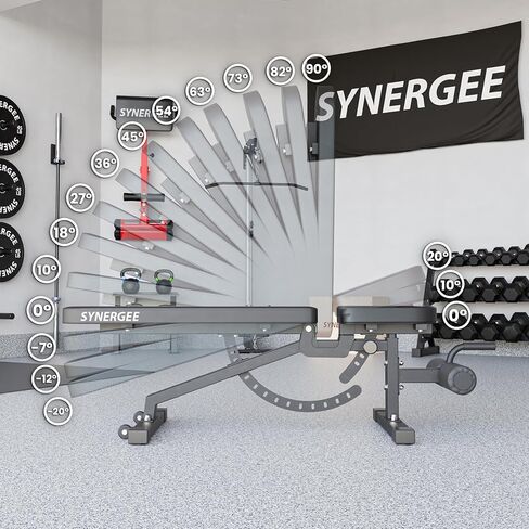 Synergee Adjustable Incline Decline Workout Bench. Weight Bench for Dumbbell & Barbell Press Exercises & Workouts. Great for Commercial, Garage and Home Gym. in Saudi Arabia