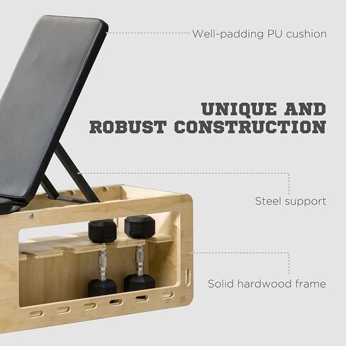 Soozier Adjustable Weight Bench, Workout Bench with Storage Rack Resistance Rope, Incline Bench Weight Lifting Equipment for Home Gym Arms & Chest Strength Training in Saudi Arabia