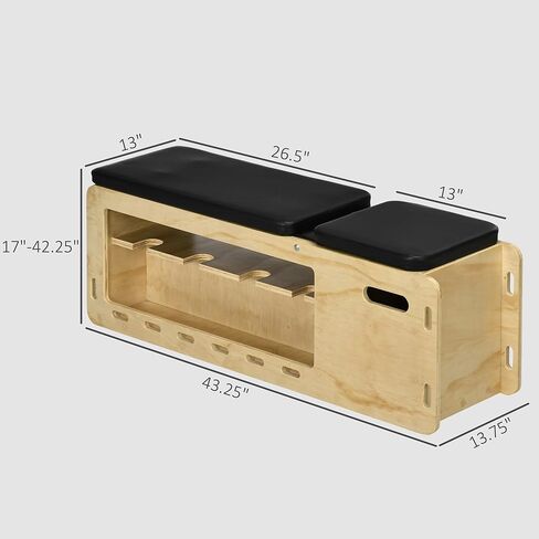Soozier Adjustable Weight Bench, Workout Bench with Storage Rack Resistance Rope, Incline Bench Weight Lifting Equipment for Home Gym Arms & Chest Strength Training in Saudi Arabia