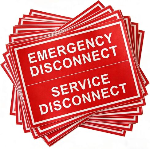 12 Pack Emergency Disconnect Sticker 5"x 3.5", NEC Compliant Solar Warning Label, Waterproof Vinyl Electric Panel Decals for Breaker Box & Service Disconnect, Outdoor UV Resistant in Saudi Arabia