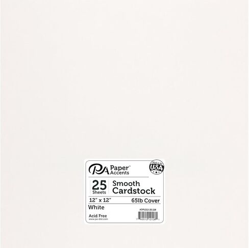 PA Paper Accents Smooth Cardstock 12" x 12" Cream, 80lb Colored cardstock Paper for Card Making, Scrapbooking, Printing, Quilling and Crafts, 25 Piece Pack in Saudi Arabia