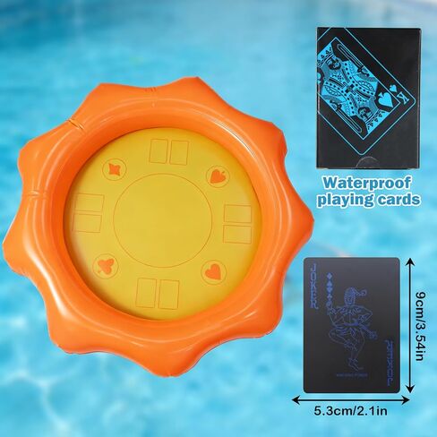 طاولة ألعاب حمام السباحة العائمة مع بطاقات لعب مقاومة للماء، طاولة ألعاب قابلة للنفخ على حمام السباحة مقاس 40 بوصة للبالغين، صينية تقديم مشروبات مثلجة وبار للنزهات الخارجية والشاطئ وحفلات أعياد الميلاد in Kuwait