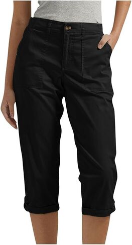 Cargo Capris Pants for Women Summer Casual High Waisted Button Hiking Rolled Petite Capris Stretch Cropped Pants with Pockets in Saudi Arabia