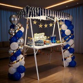 WEWLINE White Portable Display Stand for Party Decor, Birthday, Wedding, Celebrations, Commercial Events, Foldable Vendor Stall, Metal Drink & Gift Holder with Waterproof Canopy, Indoor and Outdoor in Kuwait