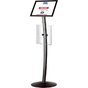 M&T Displays Curved Menu Board, 11x17 Inch Pedestal Sign Holder with 8.5x11 Inch Brochure Holder Pale Rose Floor Standing Aluminum Front Loading Easy Open Poster Message Advertisement Post in Saudi Arabia