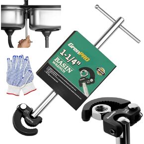 GRENPRO 11" Basin Wrench, Sink Wrench Faucet Tool for Tight Spaces, Adjustable Tap Nut Plumbing Spanner for Professional Plumber, Capacity of 3/8" to 1-1/4" Faucet Wrenches for Undermount Sink in Kuwait