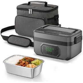 صندوق غداء كهربائي لاسلكي للبالغين، بطارية صندوق غداء قابلة للتسخين بقدرة 24000 مللي أمبير في الساعة تعمل بالتسخين التلقائي، سخان طعام محمول مع حاوية قابلة للإزالة سعة 1.6 لتر، سخان طعام ذاتي التسخين للعمل in Kuwait