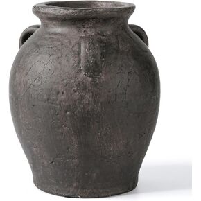 12" Ceramic Distressed Vase Handcrafted Rustic Neutral Decorative Floor Vases Home Decor Accent for Living Room, Dining Table, Entryway or Shelf Styling in Kuwait