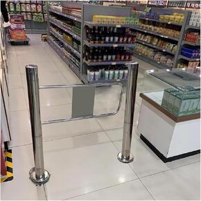 بوابة أمان متأرجحة مع حامل عمود - إغلاق تلقائي بنابض، باب في اتجاه واحد بزاوية 90 درجة للوصول الآمن إلى المكتبة والسوبر ماركت، 24 × 39 بوصة (يسار - عرض × ارتفاع) - متين وسهل التركيب in Kuwait