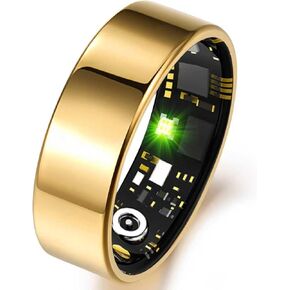 حلقة ذكية لتعقب الصحة للنساء، تعقب النوم ومراقبة النشاط، معدل ضربات القلب، SPO₂، ضغط الدم، بدون اشتراك، حلقة تعقب الخطوات لنظام iOS وأندرويد (ذهبي، 8#) in Kuwait