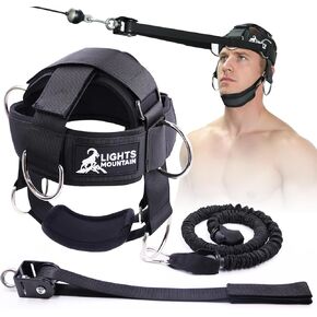 Adjustable Neck Harness with Pulley System & Resistance Bands – Multi-Directional Neck Weight Lifting Training for Strength, Stability & Posture – Padded Head Strap for Athletes & Fitness in Saudi Arabia