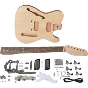 RSW DIY Electric Guitar Kit, Semi-Hollow Body DIY Electric Guitar Builder Kit Project Mahogany Unfinished New Single Cutaway in Saudi Arabia