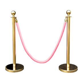 Gold Crown Top Decorative Rope Safety Queue Stanchion Barrier in 3 pcs Set, VIP Crowd Control (72" Pink Velvet) in Kuwait