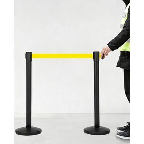 Commercial Retractable Belt Stanchion Set (4 Pack), Crowd Control Barrier with Heavy-Duty Metal Bases & 6.6ft Red Ropes, Carbon Steel Queue Post for Line Divider in Hotel, Theater and Concert in Kuwait