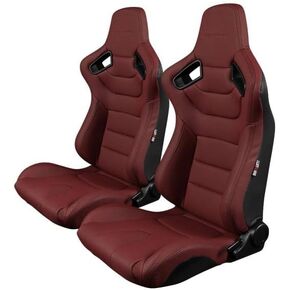 BRAUM Elite Series Racing Seats – Red Fabric with Black Stitching – Reclining Seat Set with Carbon Fiber Backing – Set of 2 (BRR1-RFBS) in Kuwait