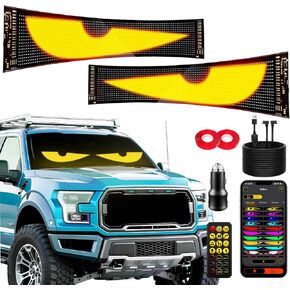 Devil Eyes Light 2pc لـ Windshield-23.42x4.72in Hcyhnb عيون قابلة للبرمجة [رقاقة متقدمة ، شاشة مزدوجة متزامنة 100 ٪] 5V مدعوم من USB ، APP/REMOTE ، عيون الزجاج الأمامي للسيارات/الشاحنات/سيارات الدفع الرباعي in Kuwait