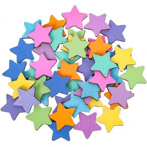 45Pcs Valentine's Day Star Extra Tokens for Reward Jar Colorful Star Shape Wooden Cutouts with Linen Pocket 9 Colors Wooden Tokens for Student Teacher School Classroom Supplies in Kuwait