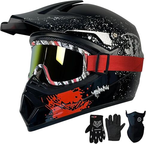 خوذة ATV المعتمدة من DOT مع دراجة Dirt Dirt Fitor Electric For Kids 8-14 خوذة دراجة نارية متعددة الرياضة خفيفة الوزن للأولاد BMX ، موتوكروس ، خوذة الدراجة الترابية in Kuwait