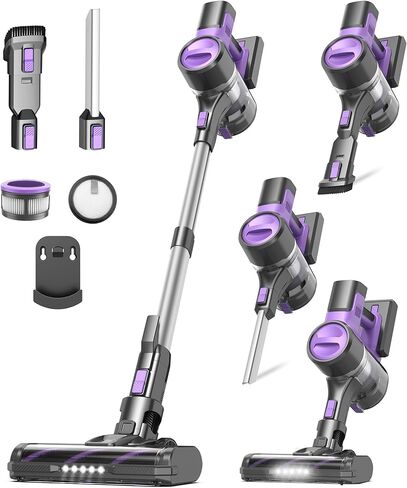 S10K Cordless Vacuum Cleaner, 55Kpa 60mins Lightweight Stick Vacuum with Powerful Suction for Home, Rechargeable, Self-Standing, Handheld Vacuum Cleaners for Hardwood Floors, Carpets, Pet Hair in Saudi Arabia