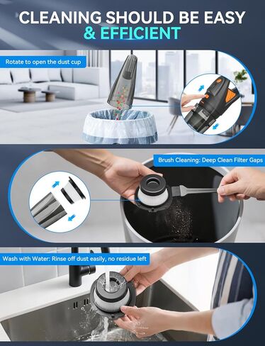 GHUSTAR Handheld Vacuum Cordless - 25000PA Strong Suction Hand Held Car Vacuum Cleaner Portable with Multi-Nozzles - Lightweight Dust Busters Rechargeable for Home Car Office Pets 2 Levels in Saudi Arabia