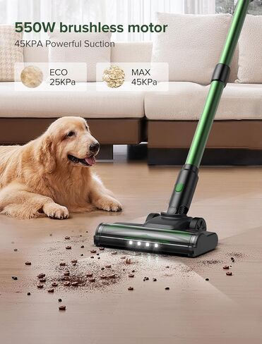 مكنسة كهربائية لاسلكية من فيكسيلار، بقدرة 550 وات/45 كيلو باسكال/60 دقيقة، مكنسة كهربائية لاسلكية مع شاشة قائمة بذاتها تعمل باللمس، مكنسة كهربائية 6 في 1 خفيفة الوزن وقابلة لإعادة الشحن لسجاد شعر الحيوانات الأليفة من الخشب الصلب (أخضر) in Kuwait