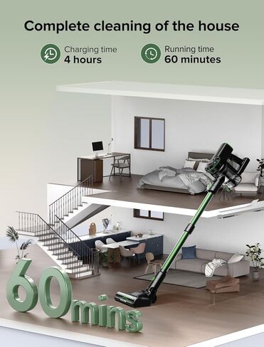 مكنسة كهربائية لاسلكية من فيكسيلار، بقدرة 550 وات/45 كيلو باسكال/60 دقيقة، مكنسة كهربائية لاسلكية مع شاشة قائمة بذاتها تعمل باللمس، مكنسة كهربائية 6 في 1 خفيفة الوزن وقابلة لإعادة الشحن لسجاد شعر الحيوانات الأليفة من الخشب الصلب (أخضر) in Kuwait