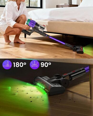 Cordless Vacuum Cleaner, 650W 48KPA 60Min Wireless Vacuum for Home, Stick Vacuum with Green Light Anti-Tangle, Rechargeable Vacuum Cleaners for Pet Hair Carpet Hard Floors （Purple） in Saudi Arabia