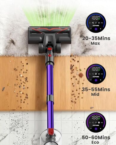 Cordless Vacuum Cleaner, 650W 48KPA 60Min Wireless Vacuum for Home, Stick Vacuum with Green Light Anti-Tangle, Rechargeable Vacuum Cleaners for Pet Hair Carpet Hard Floors （Purple） in Saudi Arabia