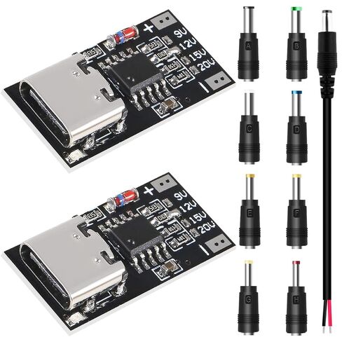 2 قطعة USB-C PD وحدة الزناد PD/QC2.0 3.0 QC4 + لوحة شرك شحن سريع 9 فولت 12 فولت 15 فولت 20 فولت 5A دفعة وحدة الطاقة الجهد إعداد ثابت الإخراج مع مجموعات موصل تيار مستمر كابل ذكر تيار مستمر in Saudi Arabia