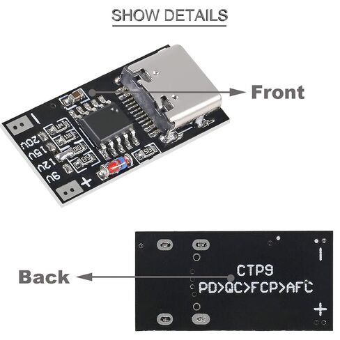 2 قطعة USB-C PD وحدة الزناد PD/QC2.0 3.0 QC4 + لوحة شرك شحن سريع 9 فولت 12 فولت 15 فولت 20 فولت 5A دفعة وحدة الطاقة الجهد إعداد ثابت الإخراج مع مجموعات موصل تيار مستمر كابل ذكر تيار مستمر in Saudi Arabia