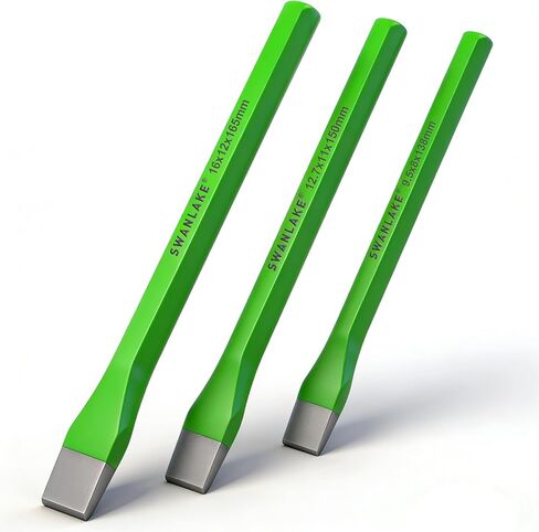 مجموعة إزميل باردة شديدة التحمل مكونة من 3 قطع، 3/8 بوصة، 1/2 بوصة، 5/8 بوصة، أزاميل معدنية فاخرة، مجموعة إزميل من الفولاذ الكربوني شديد التحمل للنجارة والبناء والأعمال الخشبية وأزاميل الحجر in Kuwait