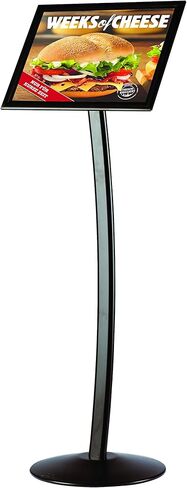 M&T Displays Curved Menu Board, 11x17 inches Black Pedestal Sign Holder Floor Standing Aluminum Front Loading Easy Open Poster Message Advertisement Holder for Restaurant Cafe Hotel (3-Pack) in Saudi Arabia