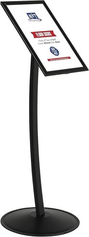 يعرض M&T لوحة قائمة منحنية مبسطة، حامل علامة بقاعدة سوداء، حامل علامة على الأرض، تحميل أمامي من الألومنيوم، سهل الفتح، حامل لافتة إعلانية لمطعم مقهى الفندق (أسود، 11 × 17 بوصة) in Kuwait